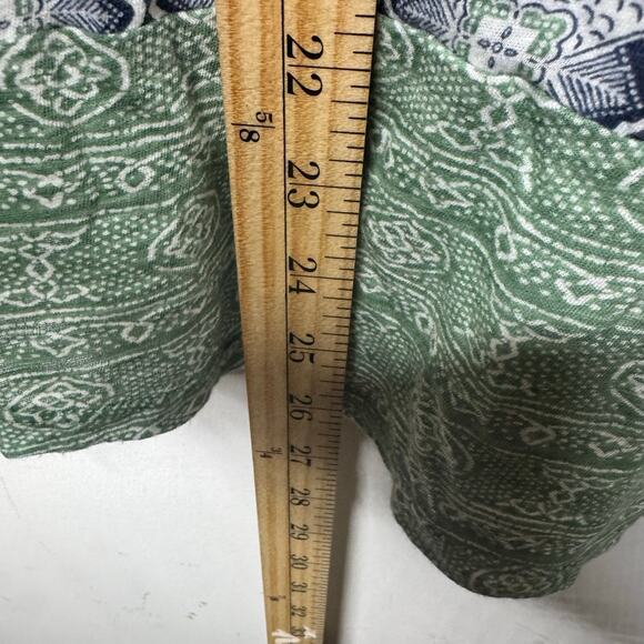 Lucky Brand Boho Top 1X Blue Green Mixed Print Split Neck Long Sleeve - Picture 5 of 8